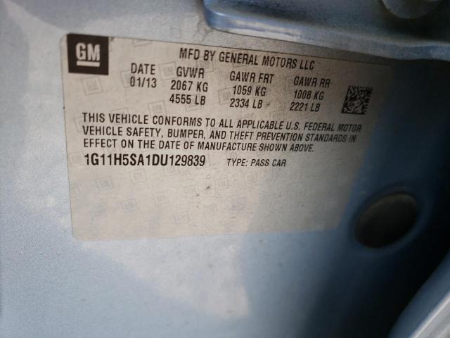 1G11H5SA1DU129839 - 2013 CHEVROLET MALIBU LTZ ლურჯი ფოტო 12