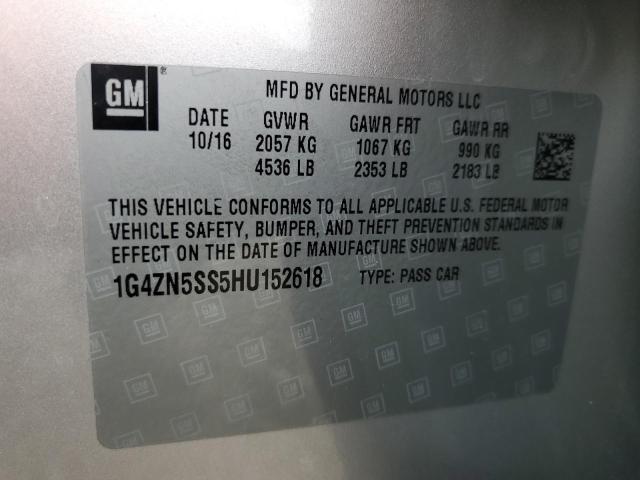 1G4ZN5SS5HU152618 - 2017 BUICK LACROSSE PREFERRED SILVER photo 13