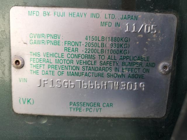 JF1SG67666H743019 - 2006 SUBARU FORESTER 2.5X LL BEAN GREEN photo 13