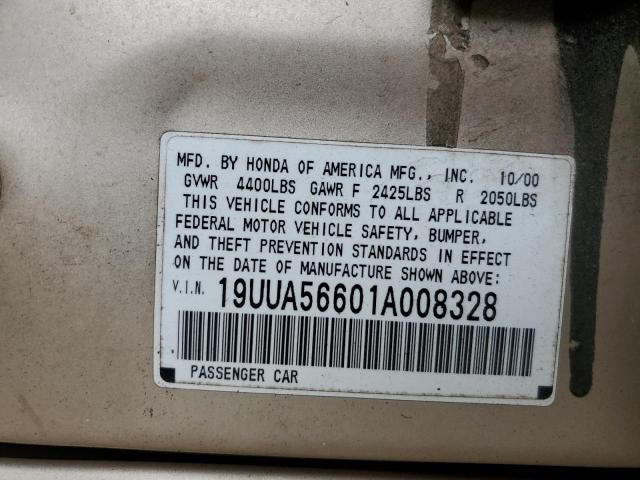 19UUA56601A008328 - 2001 ACURA 3.2TL GOLD photo 12