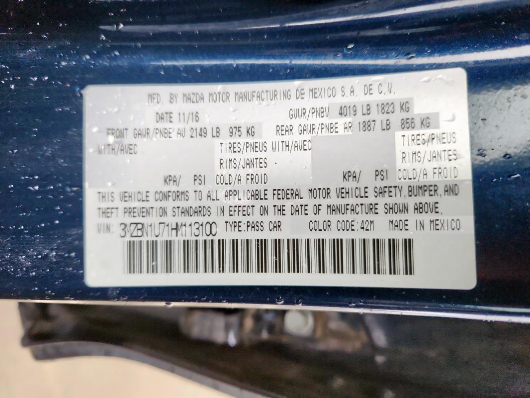 3MZBN1U71HM113100 - 2017 MAZDA 3 SPORT 蓝色 照片 13