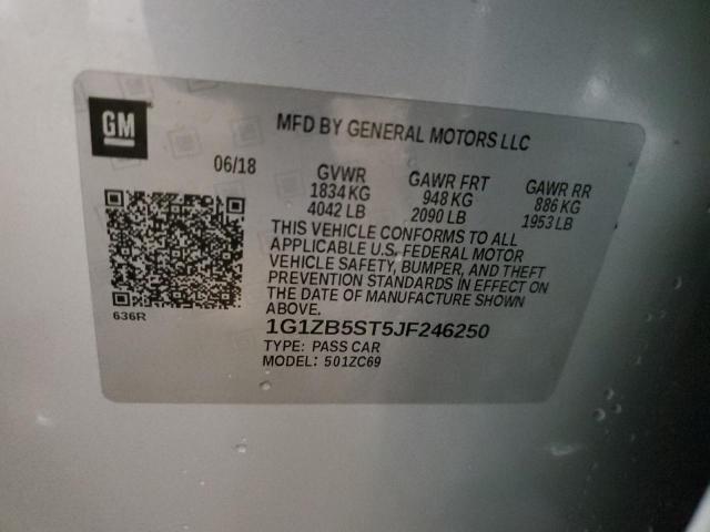 1G1ZB5ST5JF246250 - 2018 CHEVROLET MALIBU LS SILVER photo 13