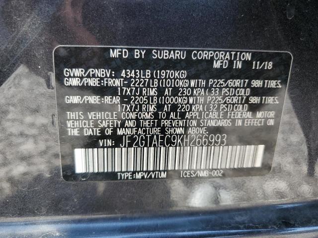 JF2GTAEC9KH266993 - 2019 SUBARU CROSSTREK PREMIUM 灰色 照片 13