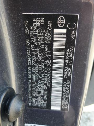 JTDKN3DU7F0457311 - 2015 TOYOTA PRIUS GRAY photo 13