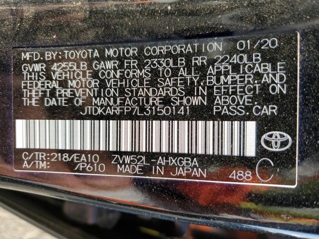 JTDKARFP7L3150141 - 2020 TOYOTA PRIUS PRIM LE BLACK photo 13