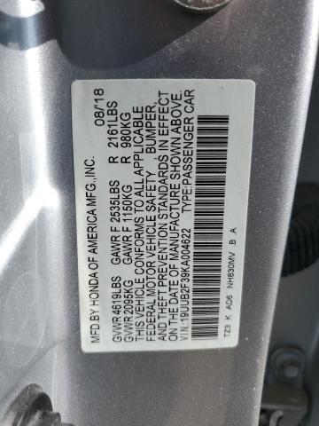 19UUB2F39KA004622 - 2019 ACURA TLX SILVER photo 12