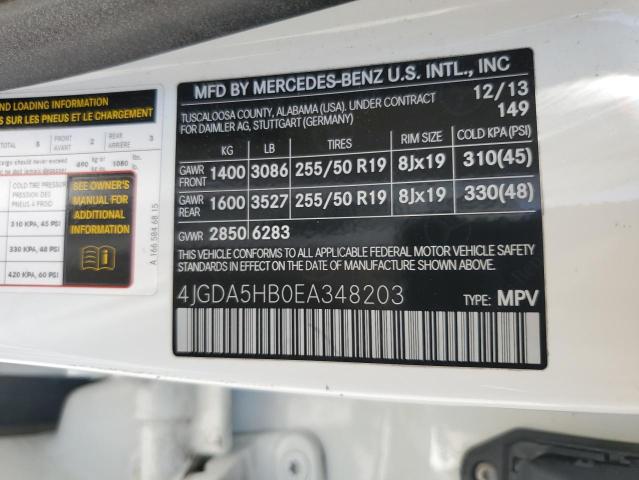 4JGDA5HB0EA348203 - 2014 MERCEDES-BENZ ML 350 4MATIC WHITE photo 13