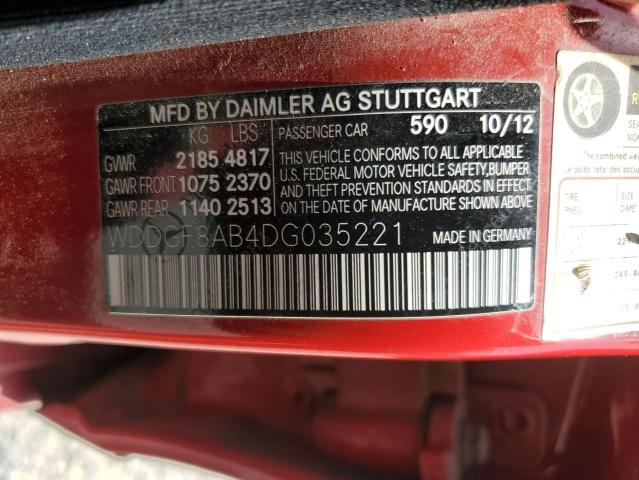 WDDGF8AB4DG035221 - 2013 MERCEDES-BENZ C 300 4MATIC RED photo 12