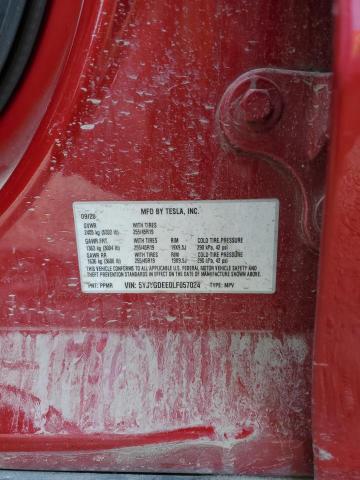 5YJYGDEE0LF057024 - 2020 TESLA MODEL Y Կարմիր լուսանկար 13