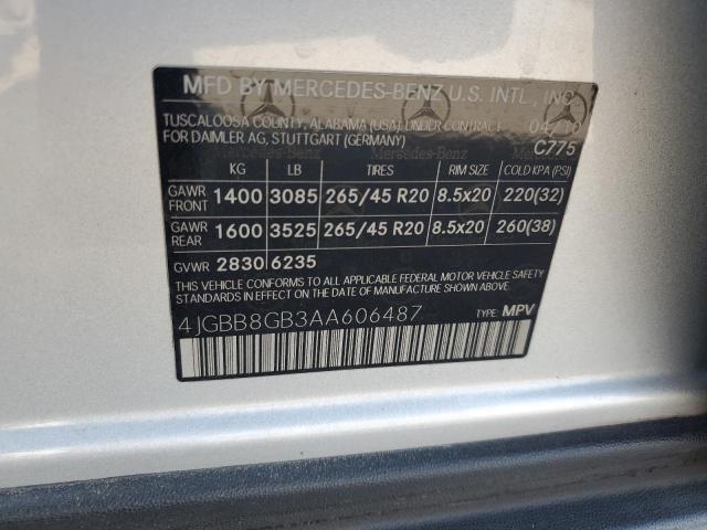 4JGBB8GB3AA606487 - 2010 MERCEDES-BENZ ML 350 4MATIC SILVER photo 13