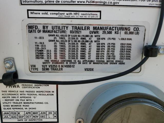 1UYVS2530N7455512 - 2022 UTILITY TRAILER Ağ foto 8