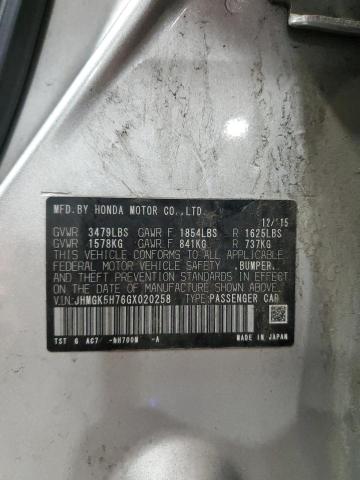 JHMGK5H76GX020258 - 2016 HONDA FIT EX SILVER photo 13