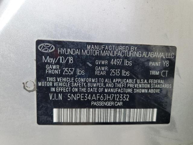 5NPE34AF6JH712332 - 2018 HYUNDAI SONATA SPORT SILVER photo 12