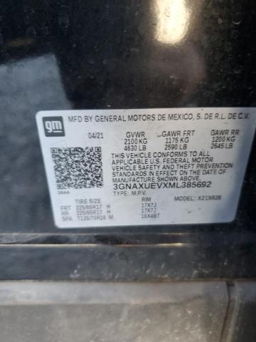 3GNAXUEVXML385692 - 2021 CHEVROLET EQUINOX LT შავი ფოტო 13