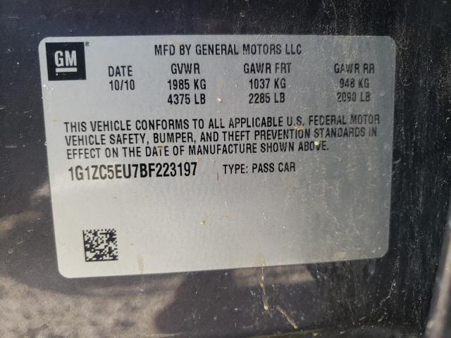 1G1ZC5EU7BF223197 - 2011 CHEVROLET MALIBU 1LT 石墨色 照片 12