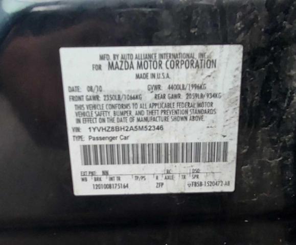 1YVHZ8BH2A5M52346 - 2010 MAZDA 6 I BLACK photo 10