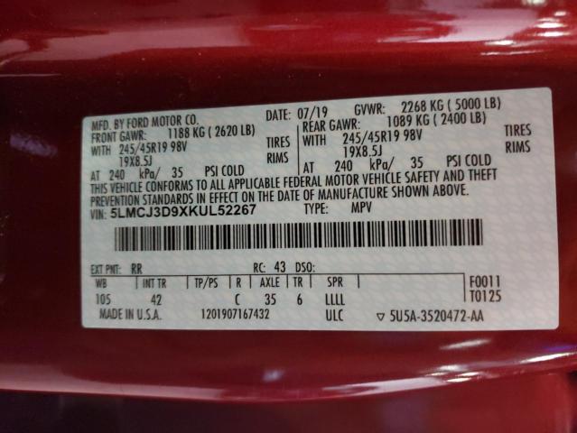 5LMCJ3D9XKUL52267 - 2019 LINCOLN MKC RESERVE Qırmızı foto 13