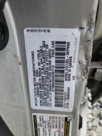 2T1BR32E04C301713 - 2004 TOYOTA COROLLA CE SILVER photo 12