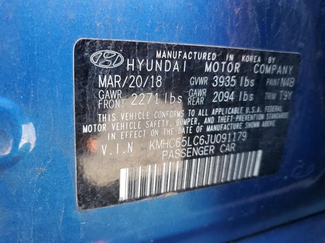 KMHC65LC6JU091179 - 2018 HYUNDAI IONIQ BLUE BLUE photo 13