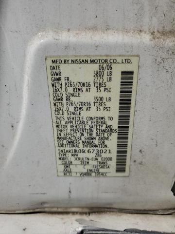 5N1AR18U36C673021 - 2006 NISSAN PATHFINDER LE 白色 照片 13