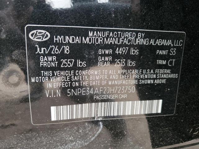 5NPE34AF2JH723750 - 2018 HYUNDAI SONATA SPORT BLACK photo 12