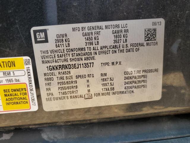 1GKKRRKD3EJ113577 - 2014 GMC ACADIA SLT-1 BLACK photo 12