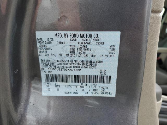 1FMCU92709KA75522 - 2009 FORD ESCAPE XLS GRAY photo 13