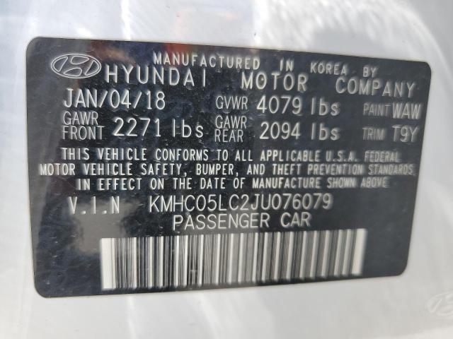 KMHC05LC2JU076079 - 2018 HYUNDAI IONIQ LIMITED WHITE photo 13