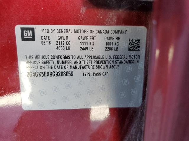 2G4GK5EX9G9208059 - 2016 BUICK REGAL 勃艮第红 照片 12