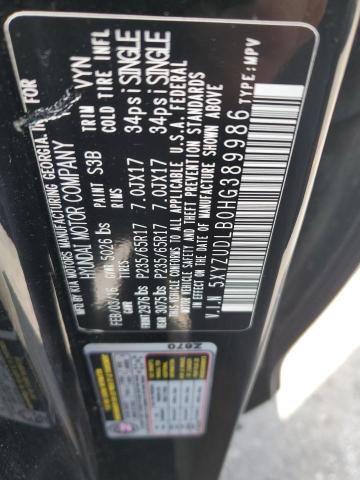 5XYZUDLB0HG389986 - 2017 HYUNDAI SANTA FE S BLACK photo 13