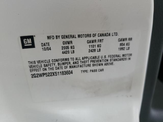 2G2WP522X51183604 - 2005 PONTIAC GRAND PRIX 白色 照片 13