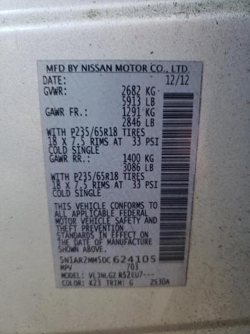 5N1AR2MM5DC624105 - 2013 NISSAN PATHFINDER S Gümüş foto 14