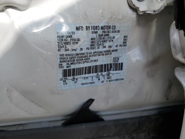 5LM5J7XC2PGL31362 - 2023 LINCOLN AVIATOR RESERVE WHITE photo 12