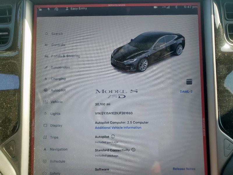 5YJSA1E2XJF261693 - 2018 TESLA MODEL S 黑色 照片 9