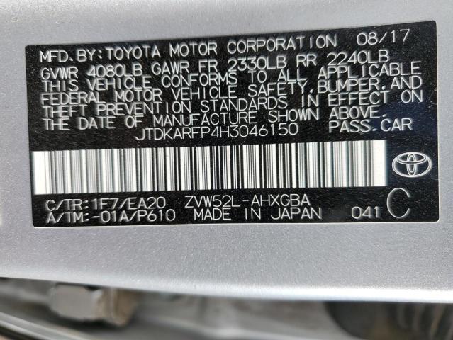 JTDKARFP4H3046150 - 2017 TOYOTA PRIUS PRIM 银色 照片 13