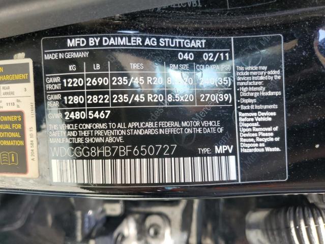 WDCGG8HB7BF650727 - 2011 MERCEDES-BENZ GLK 350 4MATIC BLACK photo 12