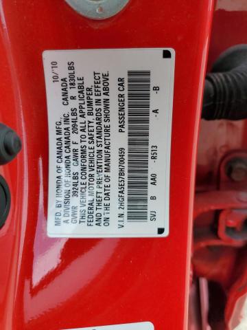 2HGFA5E57BH700459 - 2011 HONDA CIVIC SI RED photo 12