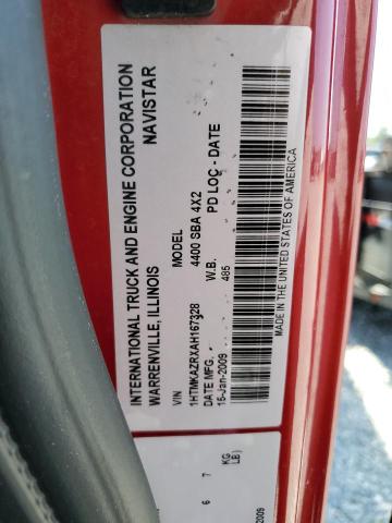 1HTMKAZRXAH167328 - 2010 INTERNATIONAL 4000 4400 RED photo 10