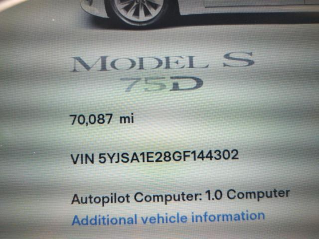 5YJSA1E28GF144302 - 2016 TESLA MODEL S Սպիտակ լուսանկար 9