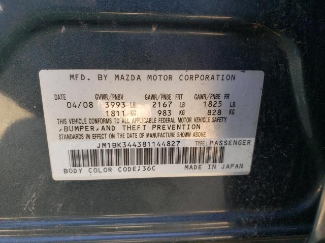 JM1BK344381144827 - 2008 MAZDA 3 HATCHBACK GRAY photo 12