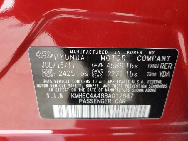 KMHEC4A48BA012847 - 2011 HYUNDAI SONATA HYBRID RED photo 12