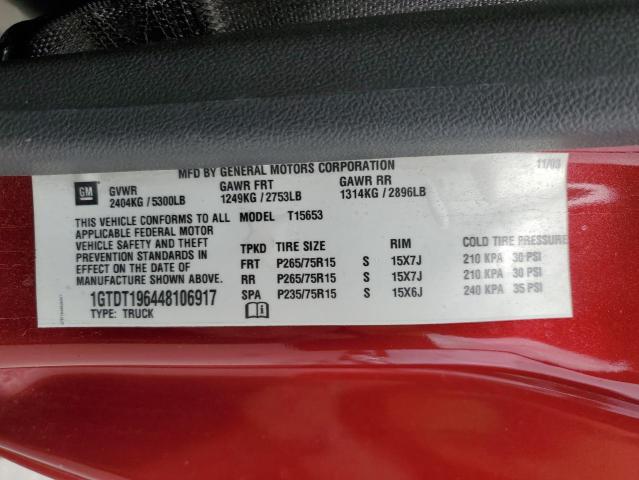 1GTDT196448106917 - 2004 GMC CANYON RED photo 12