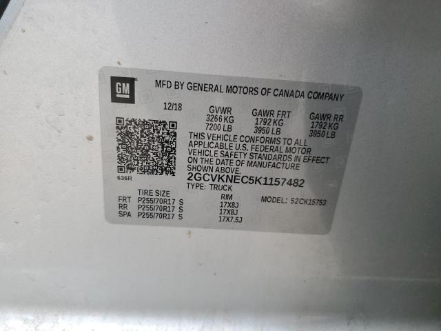 2GCVKNEC5K1157482 - 2019 CHEVROLET SILVERADO K1500 BASE/LS GRAY photo 12