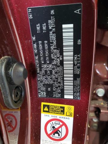 5TDKKRFH1ES023957 - 2014 TOYOTA HIGHLANDER XLE Bordo foto 13