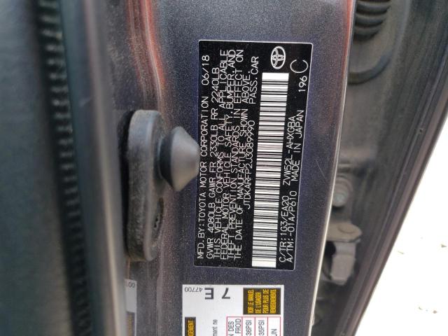 JTDKARFP2J3089990 - 2018 TOYOTA PRIUS PRIM 灰色 照片 12