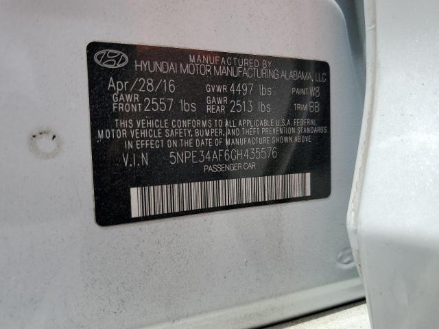 5NPE34AF6GH435576 - 2016 HYUNDAI SONATA SPORT WHITE photo 12
