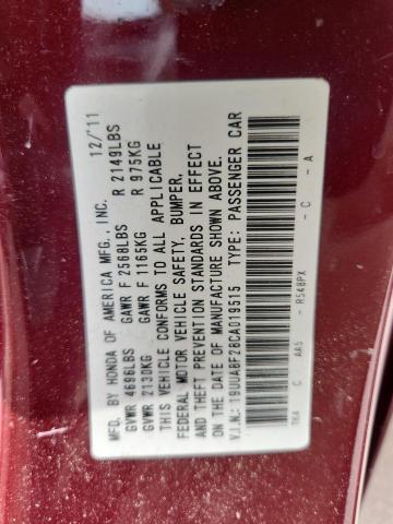 19UUA8F28CA019515 - 2012 ACURA TL 勃艮第红 照片 13