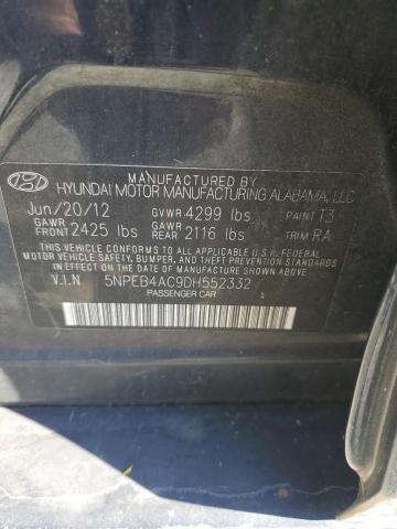 5NPEB4AC9DH552332 - 2013 HYUNDAI SONATA GLS BLUE photo 12