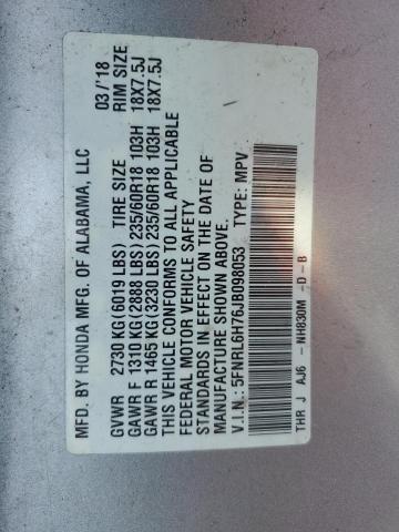 5FNRL6H76JB098053 - 2018 HONDA ODYSSEY EXL Silber Foto 13