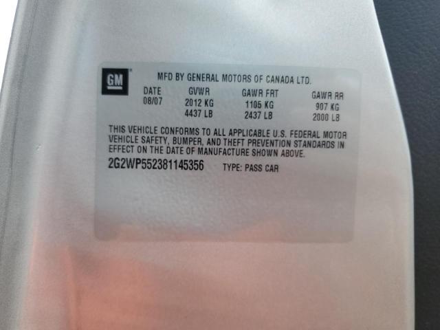 2G2WP552381145356 - 2008 PONTIAC GRAND PRIX 银色 照片 12